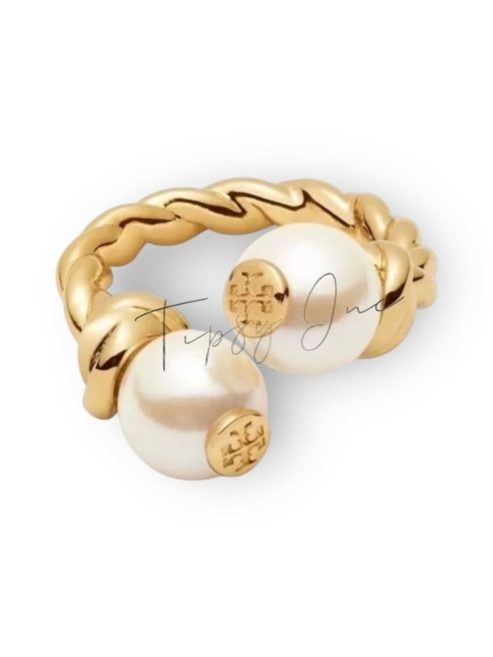 ✺ SIZE 7 ✺ AUTHENTIC TORY BURCH ROLLED PEARL LOGO RING   ✺✺